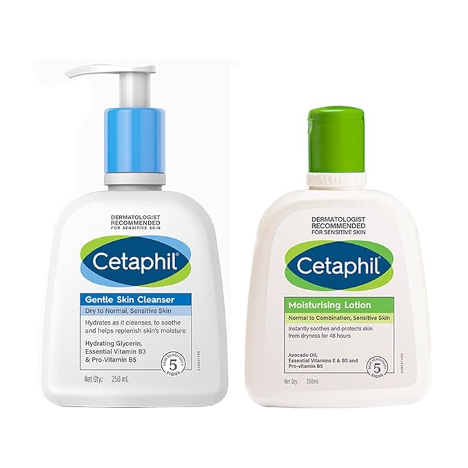 🌿   Cetaphil Glow Care Combo | Moisturizing Lotion + Gentle Skin Cleanser (250ml Each) | Buy 1 Get 1 Combo Offers