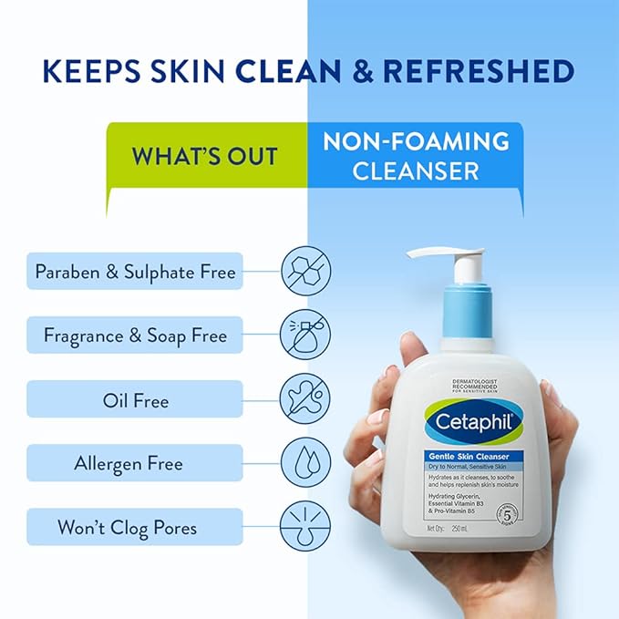 Cetaphil Gentle Skin Cleanser 250ml × 2 | Buy 1 Get 1 Free | Dermatologist-Approved Hydrating Cleanser for All Skin Types
