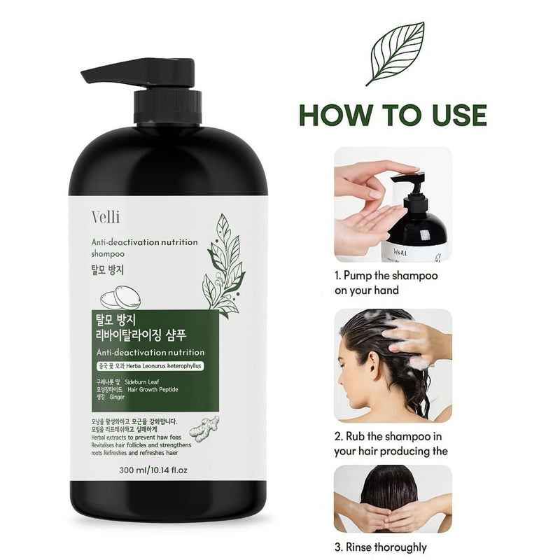 🌿 Dr VElli Anti-Deactivation Nutrition Shampoo 300ml – Strengthen Hair, Reduce Hair Fall & Slow Graying!