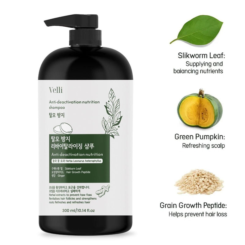🌿 Dr VElli Anti-Deactivation Nutrition Shampoo 300ml – Strengthen Hair, Reduce Hair Fall & Slow Graying!