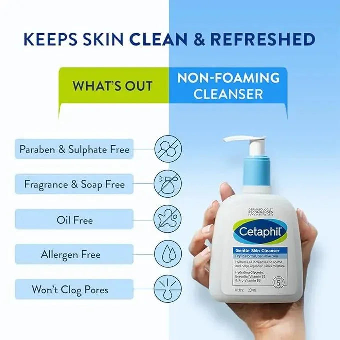 Cetaphil Gentle Skin Cleanser 250ml × 2 | Buy 1 Get 1 Free | Dermatologist - Approved Hydrating Cleanser for All Skin Types - Himalaya Life Care