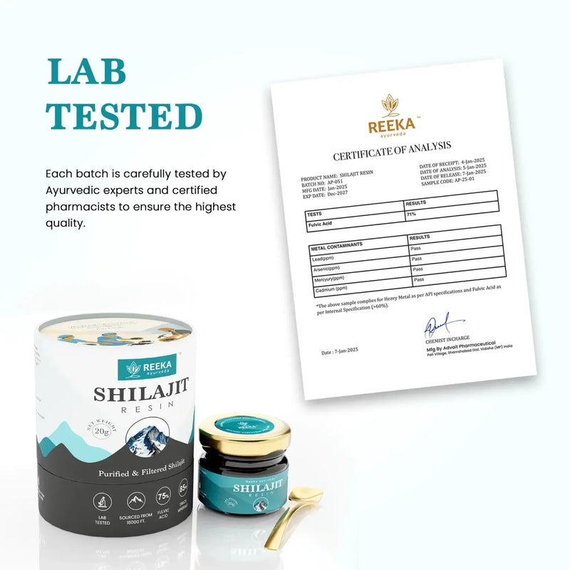 Reeka Ayurveda Pure Himalayan Shilajit Resin 20g | 4X Concentrated 100% Natural |Boost Energy Stamina & Strength Naturally - Himalaya Life Care